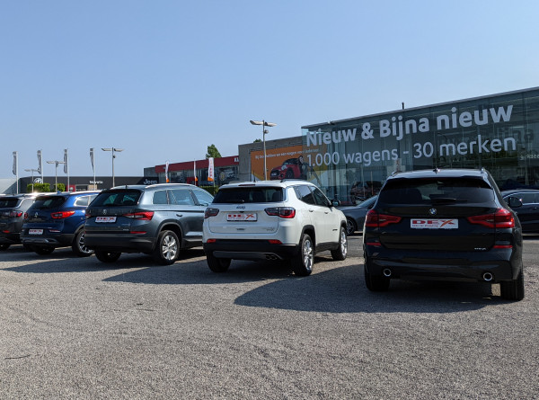 Carpark at the Dex showroom in Hooglede full of SUVs. 